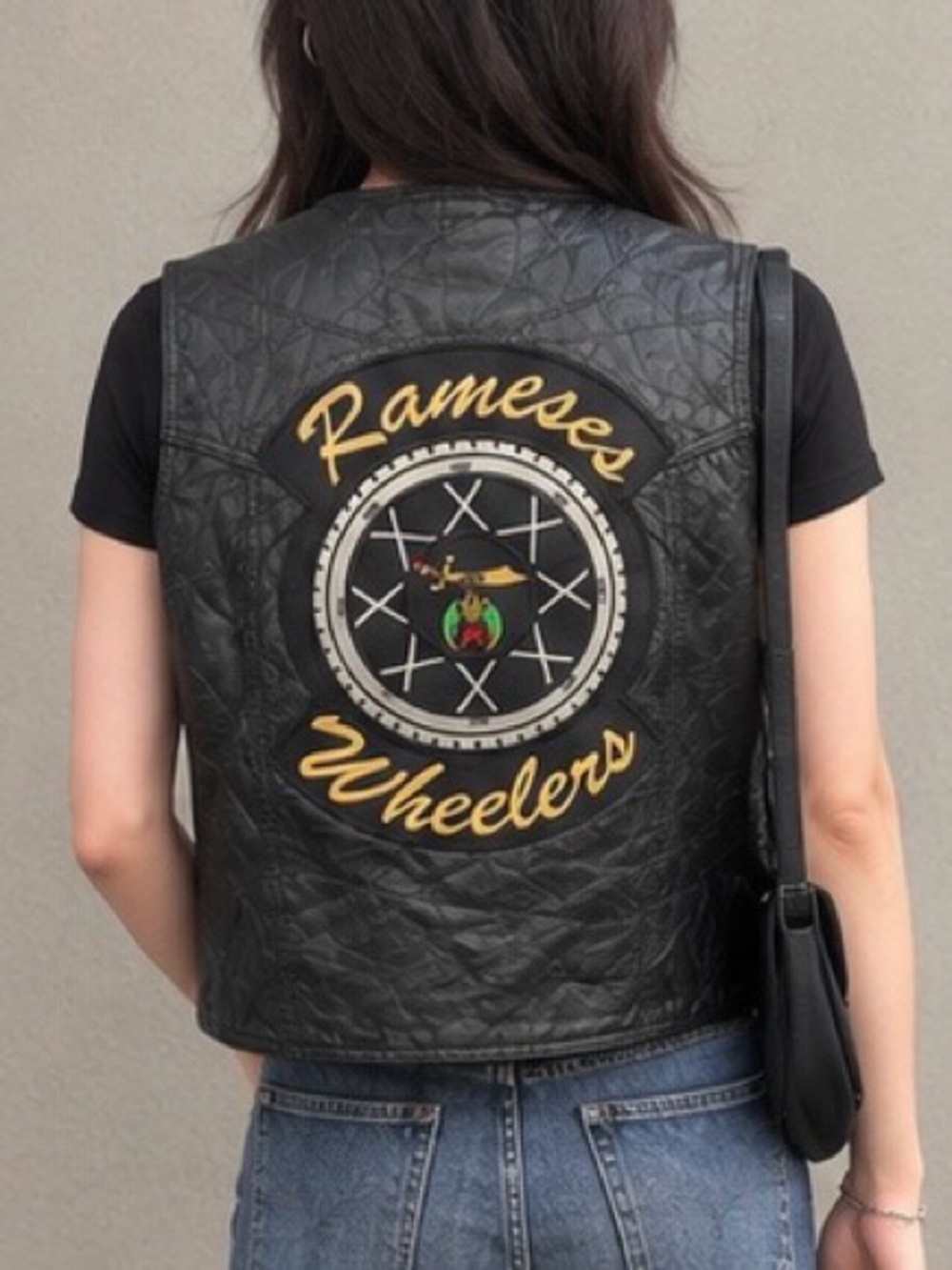 Vintage Black Leather Biker Vest – Size L